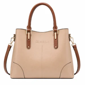 Beige Structured Satchel Handbag