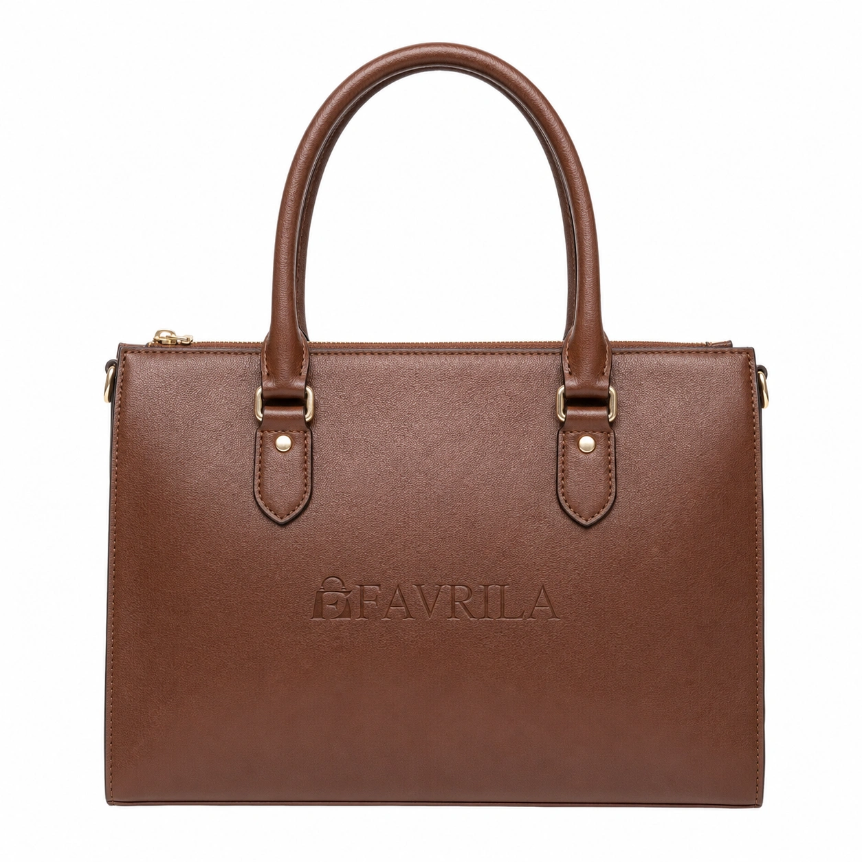 Favrila Women’s Brown Structured Satchel Handbag with Double Top Handles (1) Brown Structured Satchel Handbag