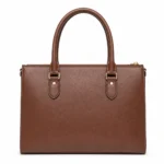 Favrila Women’s Brown Structured Satchel Handbag with Double Top Handles - Image 2