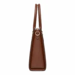 Favrila Women’s Brown Structured Satchel Handbag with Double Top Handles - Image 3