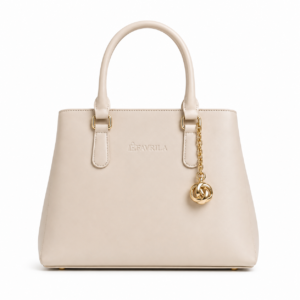 Cream Handbag with Gold-Charm