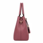 Favrila Women’s Dusty Rose Structured Satchel Handbag with Tassel Charm - Image 4