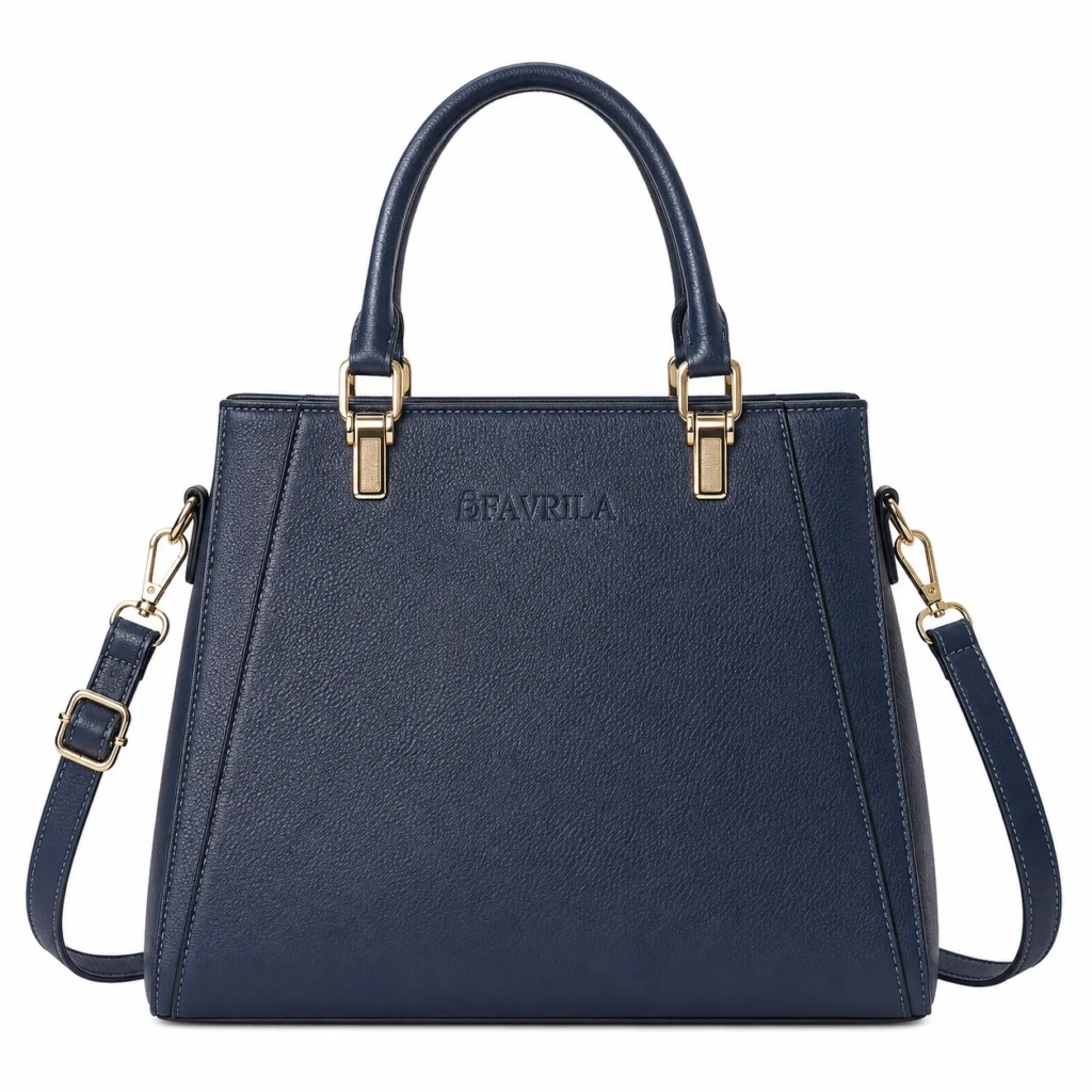Blue Structured Satchel Handbag