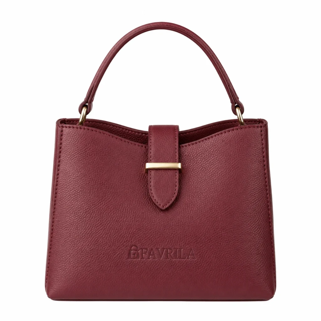 Wine Red Structured Top Handle Satchel Handbag