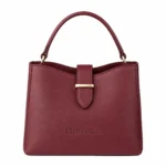 Wine Red Structured Top Handle Satchel Handbag